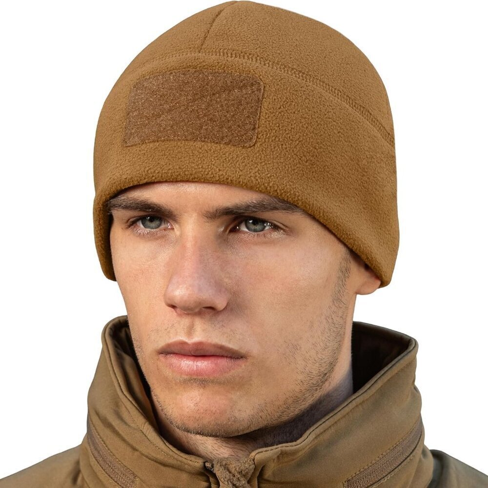 Cozy Fleece Beanie Winter Hat Large Patch Panel
